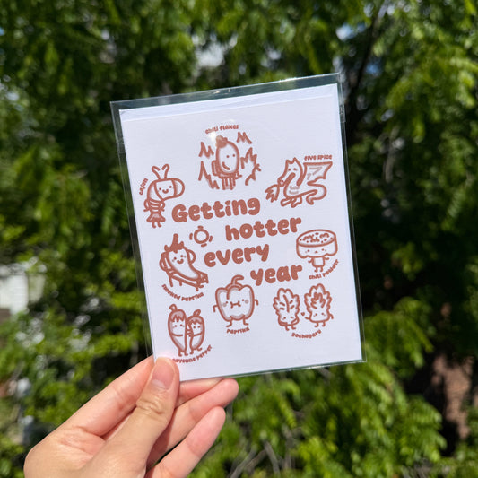 birthday card saying getting hotter every year