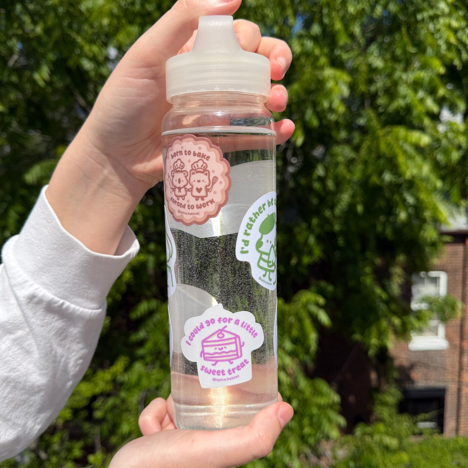 water bottle with the sticker I could go for a little sweet treat