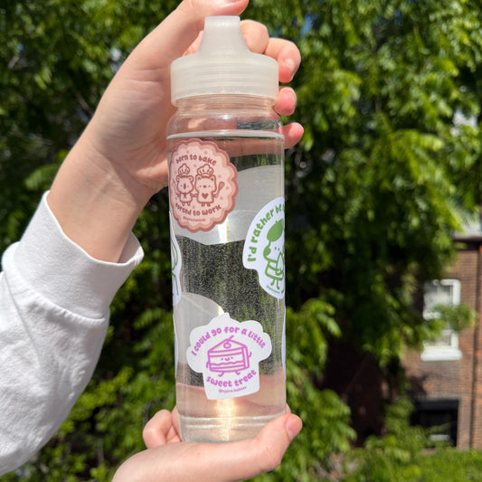 water bottle with the sticker I could go for a little sweet treat